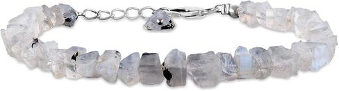 Natural Raw Rainbow Moonstone Bracelets for Women, June Birthstone, Rough Gemstone Chakra Healing Crystals Jewelry, 925 Sterling Silver Chain 8 inch, Birthday Gifts For Her in Saudi Arabia