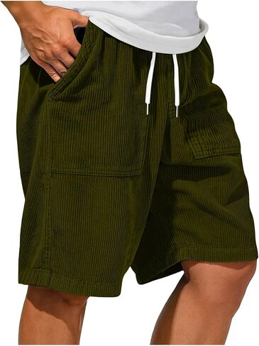 Men's Shorts Vintage Corduroy Stylish Lace-up Casual Short Pants 2026 Beach Vacation Comfy Pant with Pockets in Saudi Arabia