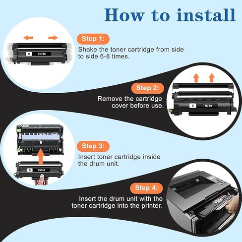 خراطيش حبر TN760 2 سوداء متوافقة مع Brother TN760 TN730 TN-760 TN-730 خراطيش حبر عالية الإنتاجية متوافقة مع Brother HL-L2350DW HL-L2390DW HL-L2395DW MFC-L2750DW MFC-L2690DW DCP-L2550DW in Kuwait