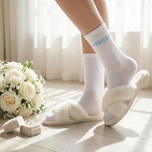 جوارب العروس، هدايا العروس الزرقاء لتكون جوارب قطنية ناعمة للعرائس احصل على هدية زفاف جاهزة للنساء أساسيات الزفاف، الخطوبة، حفلة العازبة، شيء أزرق، أبيض in Kuwait