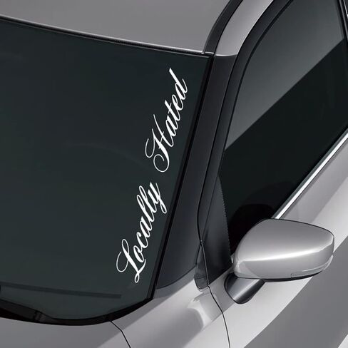 Locally Hated Funny JDM Decal Sticker Car Truck Windshield Banner Sticker | White | 23x4in in Saudi Arabia