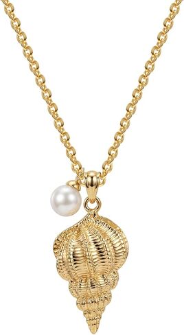 MEVECCO Dainty Gold Pendent Necklace for Women 18K Gold Plated Pearl CZ Starfish Seashell Conch Star Crab Boho Handmade Ocean Chain Necklace Summer Beach Jewelry Gift in Saudi Arabia