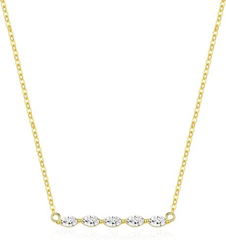 18K Gold Plated Stackable Adjustable Curved Horizontal Bar with CZ Pendant Necklace For Women by SNGIA, Dainty Drop Layered Trendy Birthstone Gemstone Charm Statement Jewelry Gifts, Bohemian Vintage Handmade Unique Cute Thin Skinny Dainty Chain Beaded Nec in Saudi Arabia