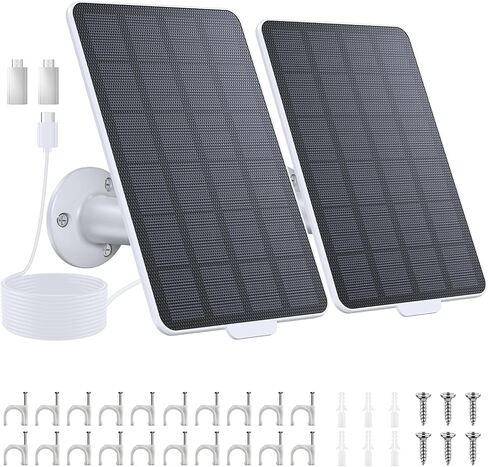 3W Solar Panel for Battery-Powered Security Cameras,USB-C & Micro USB Solar Charger for Wireless Outdoor Cameras,IP65 Waterproof, 9.8ft Cable, 360° Adjustable Mount (Black, 1 Pack) in Saudi Arabia