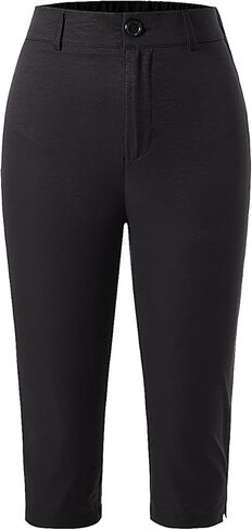 Women's High Elastic Waist Capri Pants Dressy Casual Slit Stretchy Leggings with Pockets in Saudi Arabia