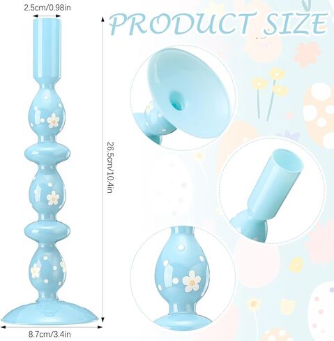 3 Pcs Pastel Easter Glass Candle Holders Set Spring Daisy Egg Taper Candlestick Holders for Spring Easter Home Table Centerpieces Fireplace Mantle Dining Decorations Holiday Office Home Gift in Kuwait