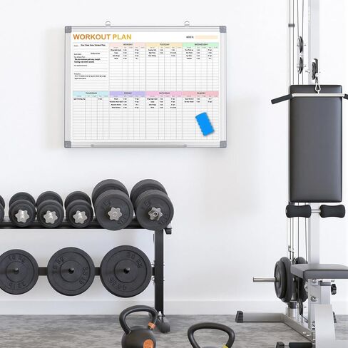 Fitness Tracker Magnetic Whiteboard Workout Plan Dry Erase Board for Wall 24'' x 18'',Hanging Mounted Weekly Fitness Tracker Gym Exercise Tracker Schedules and Checklists in Kuwait