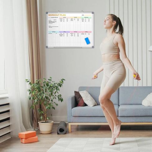 Fitness Tracker Magnetic Whiteboard Workout Plan Dry Erase Board for Wall 24'' x 18'',Hanging Mounted Weekly Fitness Tracker Gym Exercise Tracker Schedules and Checklists in Kuwait