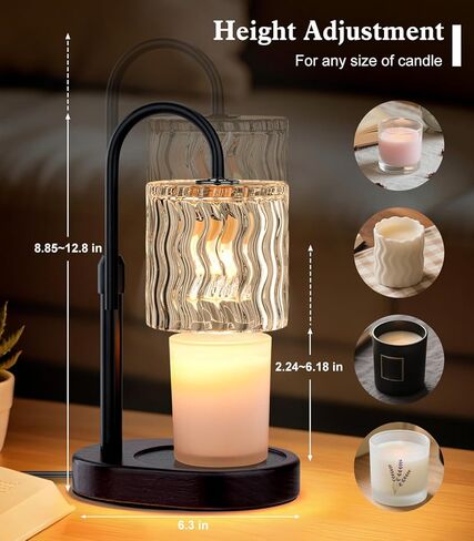 Candle Warmer Lamp Electric: Dimmable Timer Candles Warming Lamps - Height Adjustable Burner Jar - No Flame Scented Melts Wax - All Candle Jars Home Decor Table Light in Saudi Arabia
