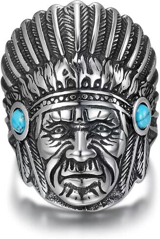 خاتم هيب هوب فينتاج من الستانلس ستيل باللون الفيروزي للرجال من كيمستون in Kuwait