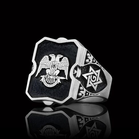 خاتم ماسوني، خاتم ماسوني مصنوع يدويًا من الفضة الإسترليني، 18 ملم، خاتم رجالي in Kuwait