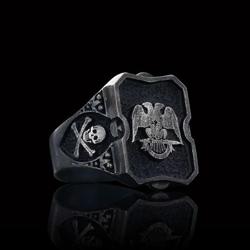 خاتم ماسوني، خاتم ماسوني مصنوع يدويًا من الفضة الإسترليني، 18 ملم، خاتم رجالي in Kuwait