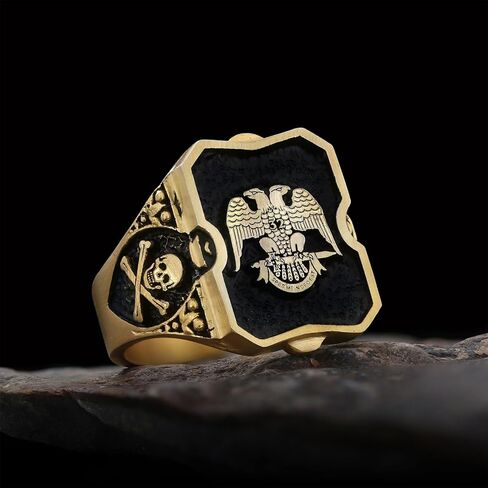 خاتم ماسوني، خاتم ماسوني مصنوع يدويًا من الفضة الإسترليني، 18 ملم، خاتم رجالي in Kuwait