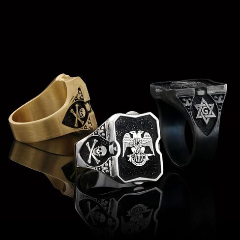 خاتم ماسوني، خاتم ماسوني مصنوع يدويًا من الفضة الإسترليني، 18 ملم، خاتم رجالي in Kuwait