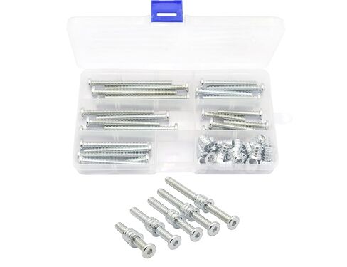 LBY 25 Sets 1/4×13mm Threaded Inserts Nuts and Bolt Assortment kit, Hex Socket Drive Furniture Flanged Screw-in Nut(with Bolt), 5 Sizes, Carbon Steel, Black in Saudi Arabia