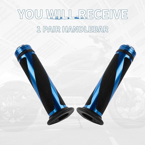 Motorcycle 7/8" 22MM Hand Grips Handlebar Gel - PSLER for Sportster 883 Street Bike Dirt Bike Cruiser and Chopper(Blue) in Saudi Arabia