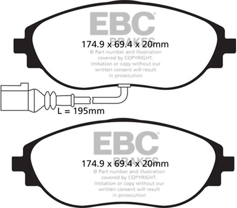 فرامل EBC Yellowstuff 4000 Series Street DP42127R لتناسب كوبرا، سكودا، أودي، فولكس واجن، سيات in Kuwait