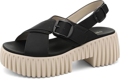 UBFEN Womens Platform Sandals With Arch Support Comfy Walking Wedge Crisscross Band Summer Casual in Kuwait
