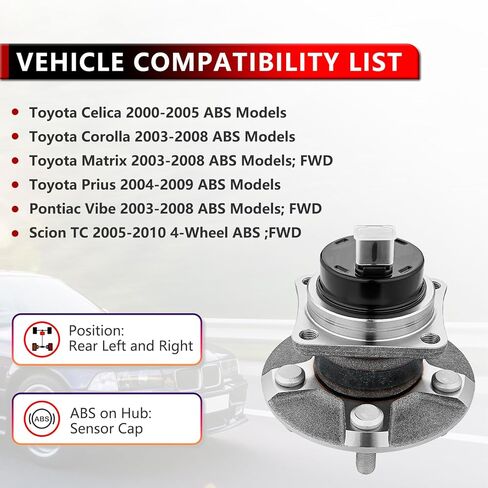 512217 (زوج) مجموعة محمل محور العجلة الخلفية لسيارة Toyota Corolla 2003-2008، لـ Prius 2004-2009، لـ Matrix 2003-2008 FWD، لـ Pontiac Vibe 2003-2008 FWD، لـ Scion TC 2005-2010 FWD in Saudi Arabia
