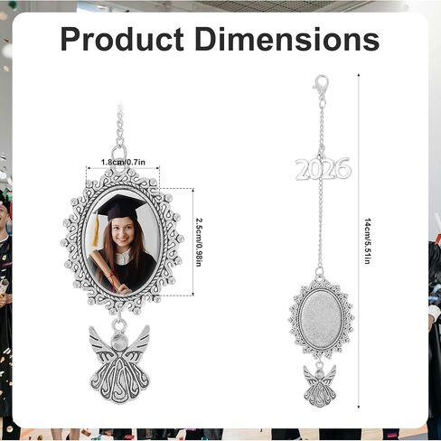 Graduation Tassel Photo Charm, Class of 2026 Custom Memorial Photo Tassel Charm Personalized DIY Grad Cap Decoration Gifts for Graduates Antique Souvenir in Saudi Arabia