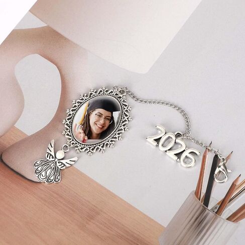 Graduation Tassel Photo Charm, Class of 2026 Custom Memorial Photo Tassel Charm Personalized DIY Grad Cap Decoration Gifts for Graduates Antique Souvenir in Saudi Arabia
