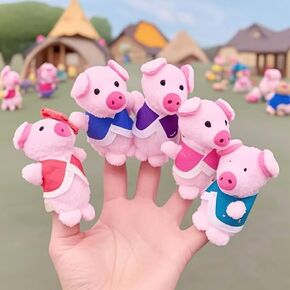هذه الدمى الصغيرة على شكل خنزير صغير للأطفال، 5 عبوات من لعبة دمى الأصابع الفخمة، دمية الإصبع على شكل حضانة الخنزير الصغير، مسرح لعب الأدوار، قصة ما قبل النوم للأطفال الصغار in Kuwait