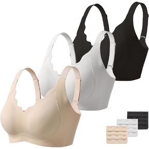 Vinfact 3 عبوات حمالات صدر صدفية للنساء تغطية كاملة بدون أسلاك داخلية ودعم مريح حمالة صدر رافعة للأعلى تي شيرت حمالة صدر يومية in Kuwait
