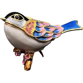 Bird Jewelry Box with Rhinestone Metal Vintage Trinket Storage Box Decorative with Magnetic Latching Keepsake Box for Ring Earrings Necklaces, Gift for Women Girls, Home Decor (Colorful) in Saudi Arabia