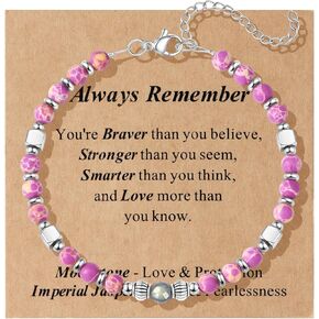 SONNYX Moonstone Bracelets for Women, Stainless Steel Beaded Bracelet, 4mm Gemstones Bracelets, Always Remember Gifts, Stocking Stuffers for Women, Valentines Mothers Day Birthday Graduation Gifts in Kuwait