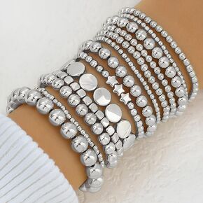 Beaded Bracelet Stack for Women Gold Jewelry Stackable Bead Layered Wristwear Summer Fashion Minimalist Accessories in Kuwait