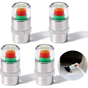 4pcs Car Tire Pressure Monitor Monitoring Valve Stem Caps, 3-Color Eye Alert Tire Pressure Sensor Indicator Universal Valve Caps Covers for Most Cars Trucks SUVs & Motorcycles in Kuwait