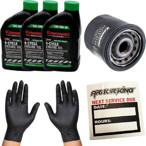 مجموعة تغيير الزيت 20W50 في المناخات الباردة المتوافقة مع Kawasaki FX820V FX781V EVO (3) 99969-6296 (1) 49065-0724 (1) ملصق تذكير بالخدمة (1) مجموعة من القفازات in Kuwait