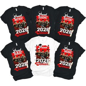 Graduation T-Shirt Design Custom Picture, 2026 Graduation, Proud Dad, Proud Mom of a Senior, Matching Family Graduate Shirt in Kuwait