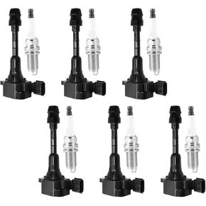 ITOM Ignition Coil Pack and Spark Plugs UF401 Compatible with Infiniti 2003-2008 FX35 2003-2007 G35 2006-2008 M35, for Nissan 2003-2006 350Z V6 3.5L Coil Packs, Replace 224488J225 Set of 6 in Kuwait