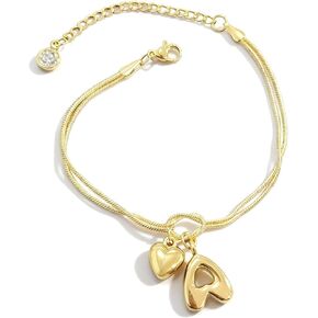 أساور أولية للمجوهرات النسائية - سوار بحروف على شكل قلب مطلي بالذهب عيار 14 قيراط، هدايا مجوهرات شخصية رائعة للنساء والزوجة والأم والابنة والأصدقاء هدايا عيد ميلاد in Kuwait