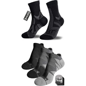 جوارب جري رياضية Coolmax للكبار مع وسادة بدون خياطة عند أصابع القدم، بدون عرض وطول ربع أسود ورمادي X-Large in Kuwait