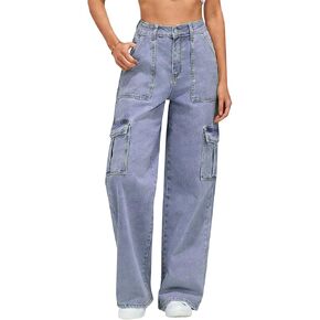 Womens Plus Size Wide Leg Jeans Women Plus Size Stretch Straight Leg Jean for Women High Waisted Baggy Jeans Cargo in Kuwait