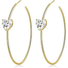 Large Hoop Earrings for Women, 1.8–2.6 Inch Round Hoop Earrings (4.5–6.5cm), 18K Gold Plated or White Gold Plated Hoop Earrings, Lightweight Hypoallergenic Earrings in Saudi Arabia