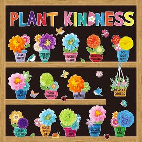 Spring Bulletin Board Decorations Set DIY Flower Bulletin Board Set with 3D Paper Flowers Positive Floral Butterfly Cutouts Inspirational Bulletin Board Decor for School Classroom Decors in Kuwait