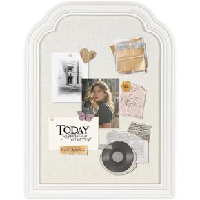 Bulletin Board with Linen, 13x17 inches Pin Board with White Frame, Decorative Hanging Bulletin Board Vision Board Message Board Colletion Board for Office School Home Decor in Kuwait