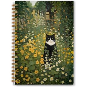 Wildflower Black Cat Notebook, Cats Lover Mom Lady Gifts, Black Kitten Floral Journal, Cat Office Supplies, Perfect Otebooks for School Officen 5.5x8.3 Inch in Kuwait