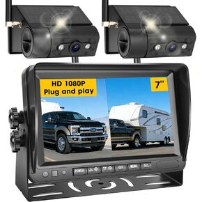 2 كاميرا احتياطية مغناطيسية تعمل بالطاقة الشمسية RV: 3 دقائق تثبيت 7 بوصات HD1080P IPS، قابلة لإعادة الشحن بدون أسلاك مقاومة للخدش ومقاومة للماء بالأشعة تحت الحمراء للرؤية الليلية كاميرا احتياطية لاسلكية للمقطورة والشاحنات والمركبات الترفيهية والتخييم in Kuwait