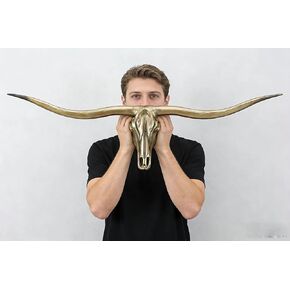 BKCEHCRS Longhorn skull,Cow Skull Wall Decor Long Horn Cow Skull Wall Hanging, Faux cattle skull wall decor Faux Taxidermy Head Wall Decor Handmade Simulation Large Bull's Head,Long horn in Kuwait