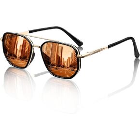 Polarized Aviator Sunglasses for Men, Square Metal Frame, TAC UV400 Anti-Glare Shades for Driving Golf Fishing in Kuwait