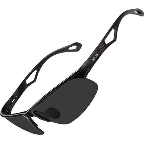 BIRCEN Mens Polarized Sunglasses for Driving: UV Protection Mirrored Sunglasses Semi-Rimless Metal Sports Shades for Fishing in Kuwait