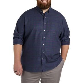 Heathered Plaid Sport Shirt Navy 3XL in Kuwait