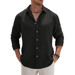 Men’s Vacation Casual Button Down Shirt Tencel Subtle Textured Shirts Lightweight Untucked Outfit for Beach (S-2XL) in Saudi Arabia