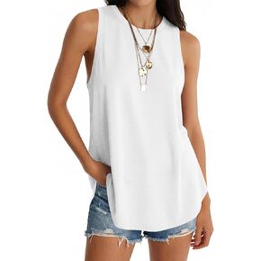 UNCLECAT Women's Casual Sleeveless Tank Tops Summer Crew Neck Round Hem Loose Workout T-Shirts Tunic Tops in Kuwait