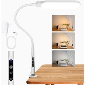 مصباح مكتب LED مع مشبك من BQAN، مشبك للعناية بالعين بقدرة 15 وات، مصابيح مكتب معقوفة قابلة للتعديل للمكتب المنزلي مع 5 أوضاع و9 مستويات سطوع للقراءة والدراسة وفن الأظافر والعمل (أبيض) in Kuwait