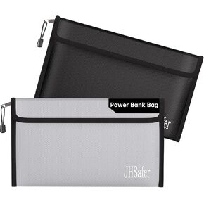 حقيبة نقود مقاومة للحريق، حقيبة مقاومة للحريق بسحاب، حقيبة آمنة محمولة مقاومة للانفجار للنقود وجواز السفر والأشياء الثمينة والعملة والمفاتيح وبنك الطاقة والهاتف (حقيبة فضية وسوداء، 10.6 × 6.3 بوصة) in Kuwait